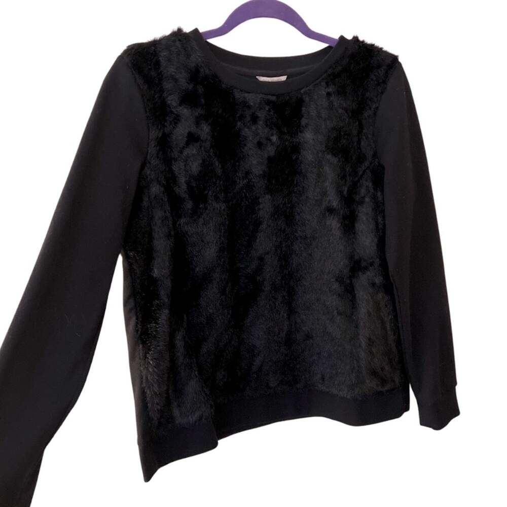 Club Monaco Crew Neck Faux Fur Front Pullover Sweater Size L